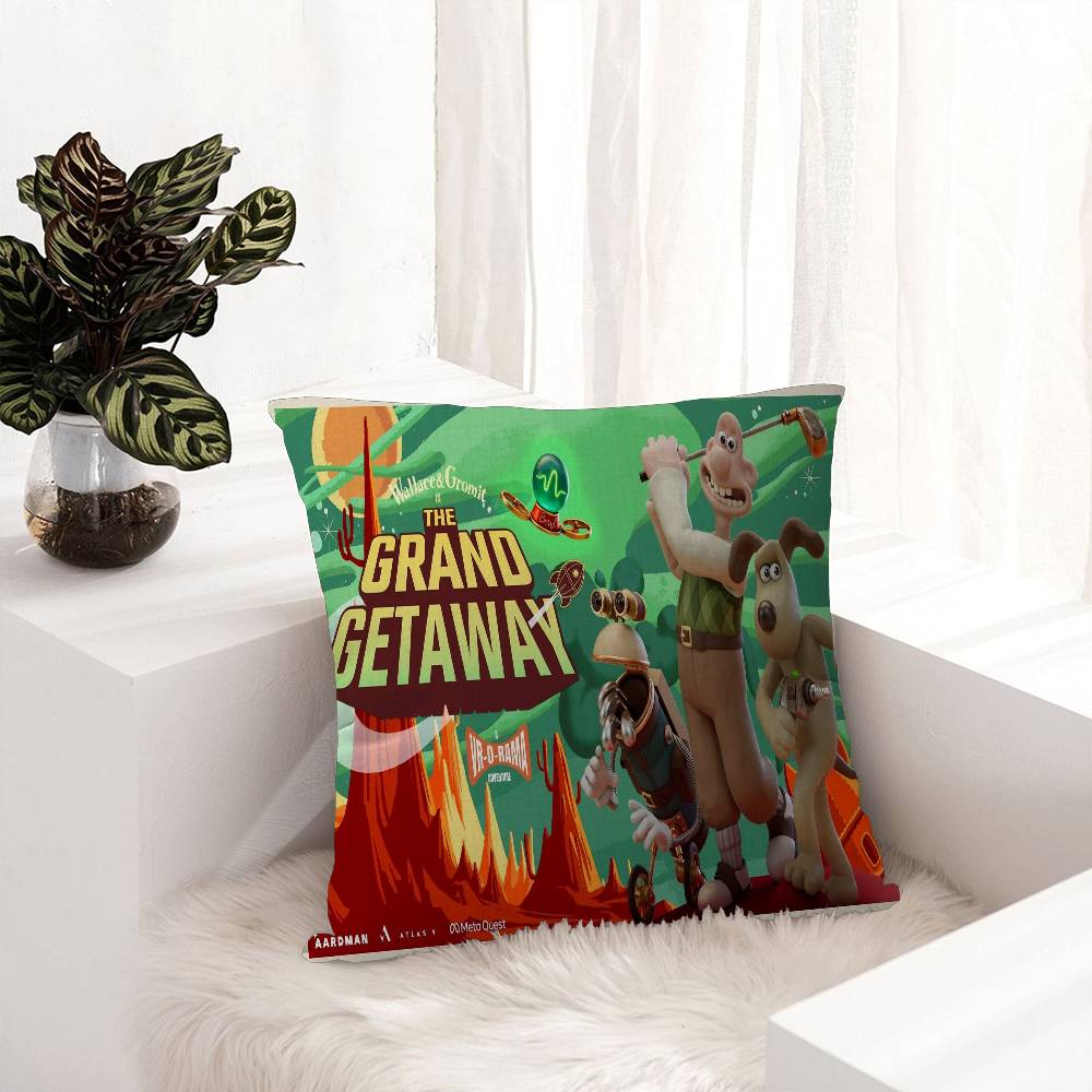 Cartoon W-Wallace and G-GromitS Pillow Cushion Cover Pillowcase Living Room Sofa Home Decor Customized