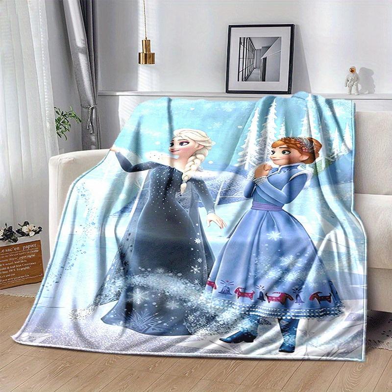 1pc Frozen Elsa and Anna Printing Blanket - Soft, All-Season Throw for Office Blanket, | Personalized Gift with Adorable Cartoon Design
