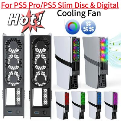 Για PS5 Pro/PS5 Slim Ανεμιστήρας Ψύξης Εξωτερικός Ανεμιστήρας Ψύκτης με Θύρα USB & Φωτισμό RGB Για Playstation 5 Pro/Slim Έκδοση Δίσκου & Ψηφιακή