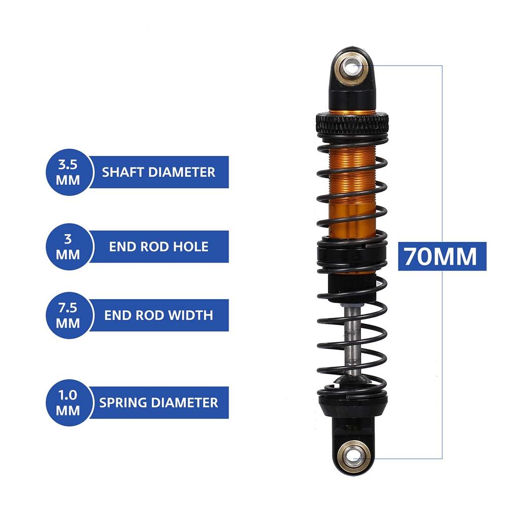Xtahdge 4 Adjustable 70mm Metal Shock Absorbers for 1/10 Scale Tamiya CC01 RC Crawler Off-Road Car