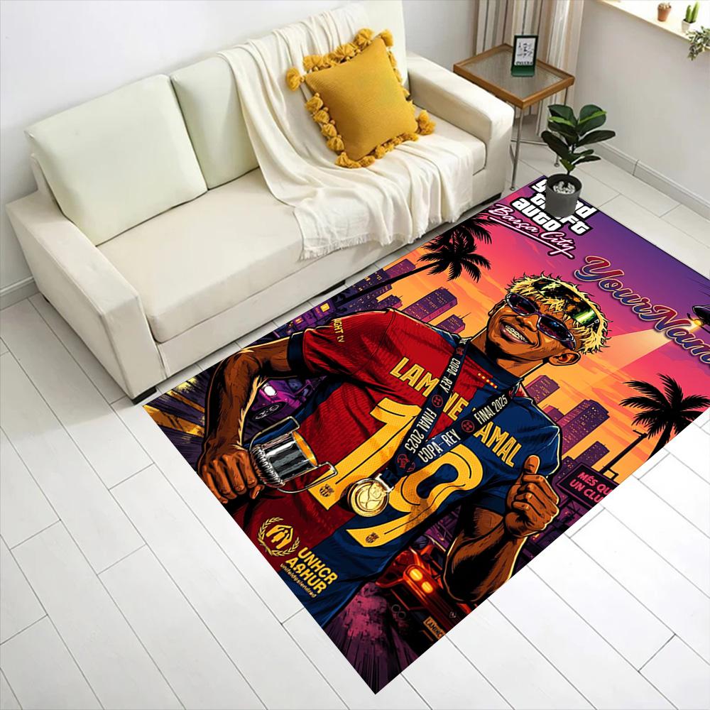 Green Sports Poster Design Customizable Name Area Rug Suitable for Bedrooms Hallway Entryway Outdoor Antislip Carpet Anime Office Decor