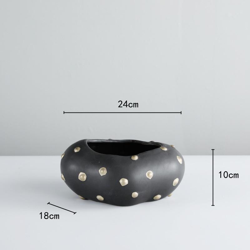 

Black Resin Flower Pot Gold Point Flower Vase Flowerpot Floral Arrangement Accessories Irregular Home Decoration Accessories