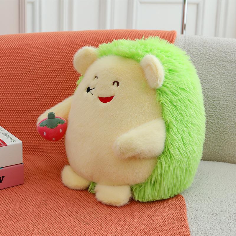 New Little Hedgehog Eating Strawberry and Radish Plush Doll Children Soothing and Accompanying Throw Pillow Girls Holiday Gift