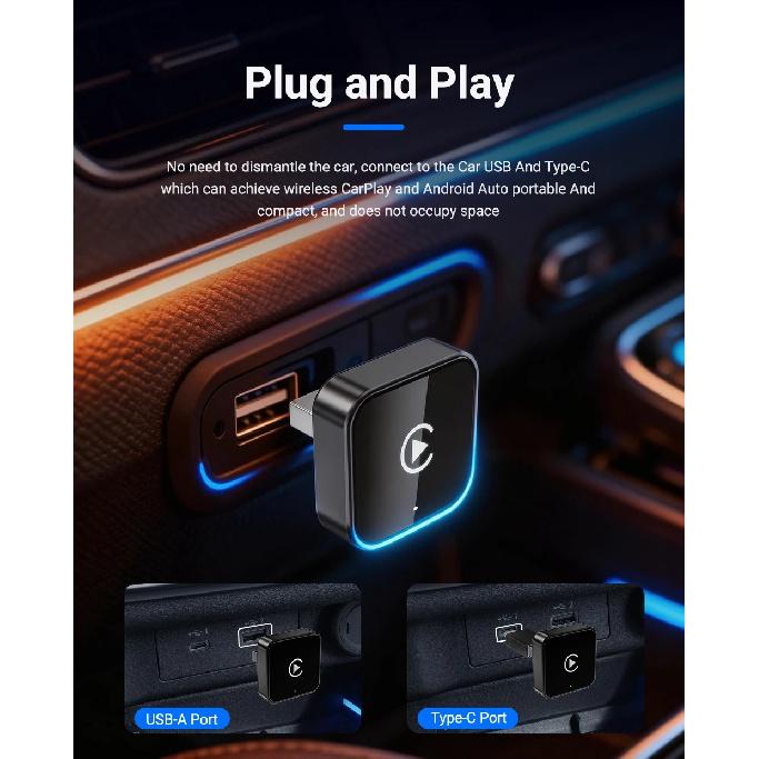 Adaptor Wireless XUDA pentru Android Auto Cutie Mini Inteligentă Plug And Play Universal Pentru VW Toyota Nissan Honda Ford Benz 2025
