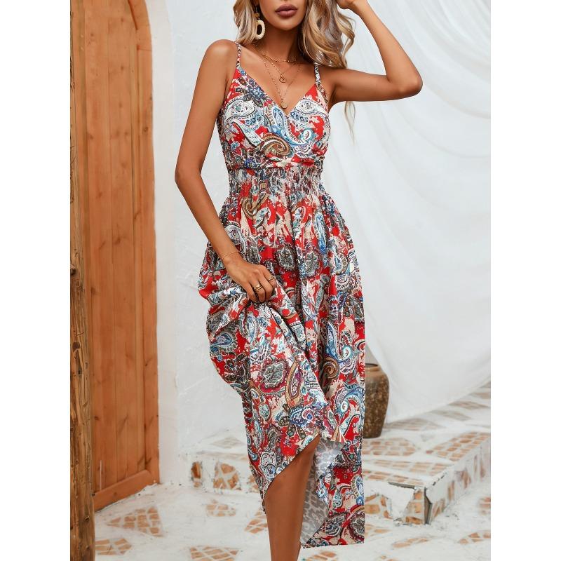 European and American Women's Summer Dress Leopard Print Suspender Skirt