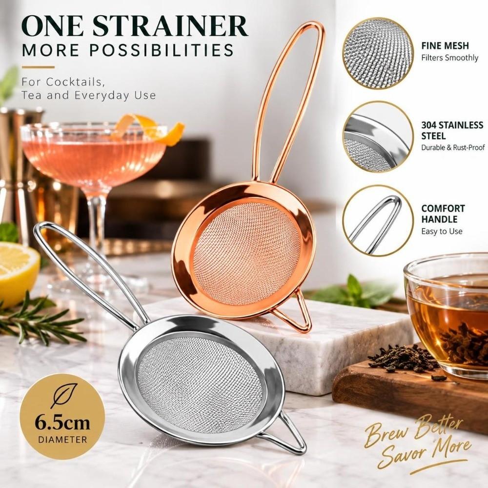 Fine Mesh Coffee Filtering Colander 6.5cm Diameter Flour Sifter Portable Tea Strainer Cocktail Bar