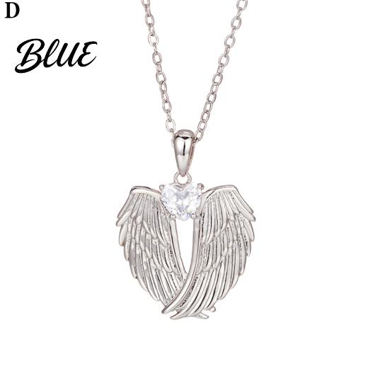 Angelic Charm Necklace Angel Wings Rhinestone Hug Guardian Pendant Blessings