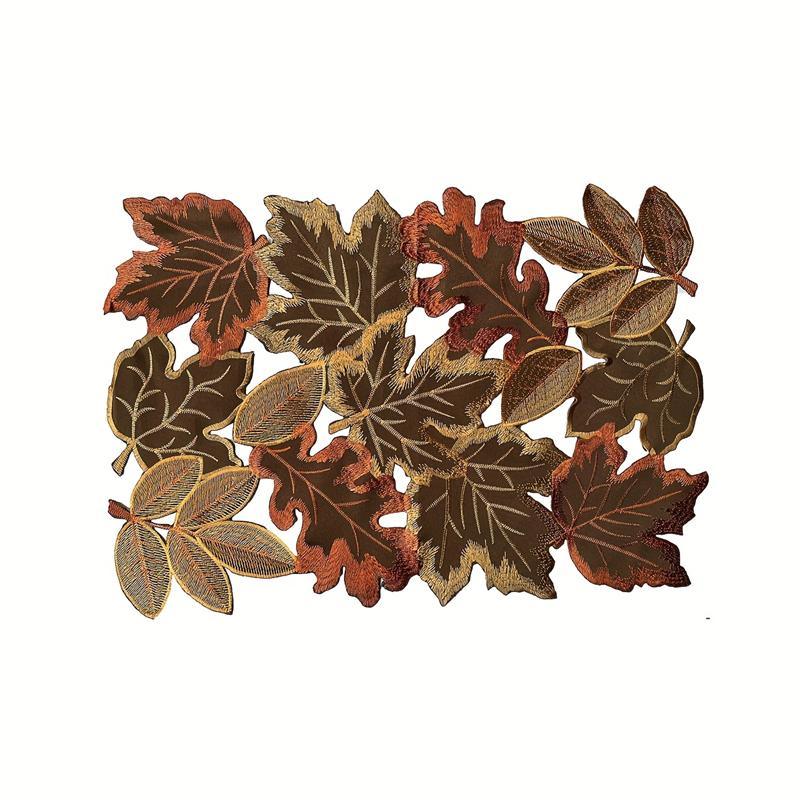 

Осенняя скатерть-дорожка с вышивкой ришелье и аппликацией «Кленовые листья», коврик на стол, украшение для дома, кухни, на Хэллоуин, День благодарения