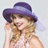 Summer Women's Straw Hat Rolled Edge Bow Breathable Sunscreen Large Eaves Hundred Sun Hat Shading Sun Beach Seaside Foldable