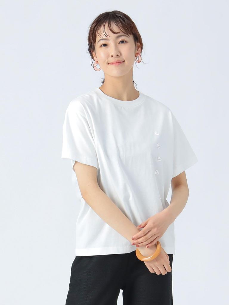 BEAMS HEART Printed with Logo and OFF Size S T-Shirt B-HEART Message, Women's, WHITE,