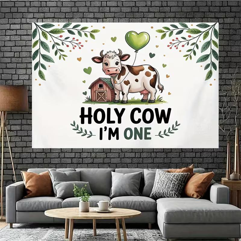 2D Holy Cow I'm One Backdrop for Kids 1st Birthday Photography Background
