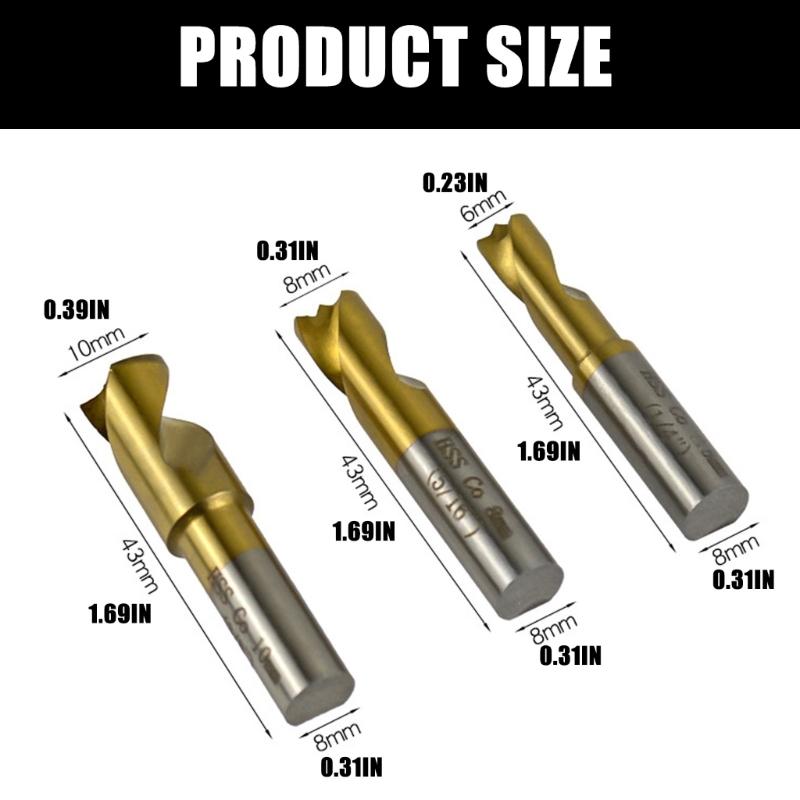 Welding Point Drill Bit 6.5mm 8mm 10mm Milling Drill Bit Cylinder Shank End Mill Welding Drill Tip for Separating Point