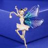 Rhinestone Brooch Dancing Girl Lapel Pins Coat Corsage Angel Wings Brooch Women Crystal Brooches