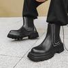 2024 Autumn Men's Fashionable Square-Toe Thick-Soled Zipper Mid-Tube Martin Boots