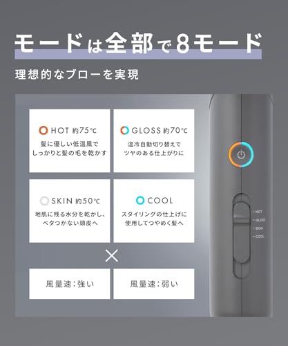 SALONIA Smooth Shine Hair Dryer, High Airflow, Fast Drying, Lightweight, White [Amazon.co.jp Exclusive]