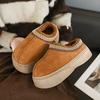 New Winter Women Snow Warm Suede Leather Lazy Loafers Boots Shoes Woman Lady Female Flat  Boots Mules 2024
