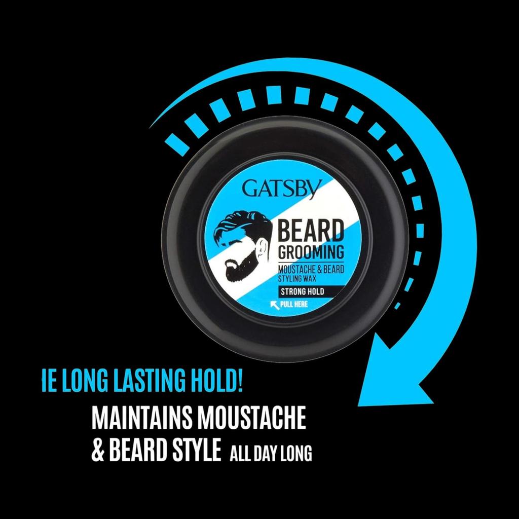 Gatsby Beard And Moustache Styling Wax Strong Hold 25g X 2 | Long-Lasting Hold Non-Sticky Easy Wash | Carnauba Wax For All Beard Types