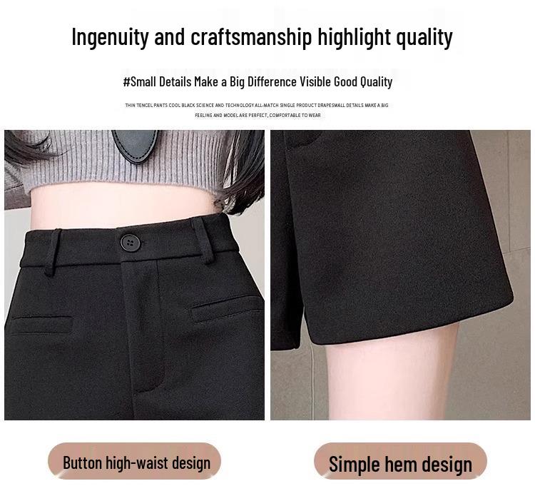 Petite Women's High-Waisted Tweed A-Line Shorts - Slimming, Versatile, Casual Wide-Leg for Autumn/Winter (XS)