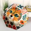 1pc Cat Floral Print Automatic Folding Umbrella, Portable & Foldable Design with 8 Ribs, Casual Outdoor Accessory Halloween and Christmas gi