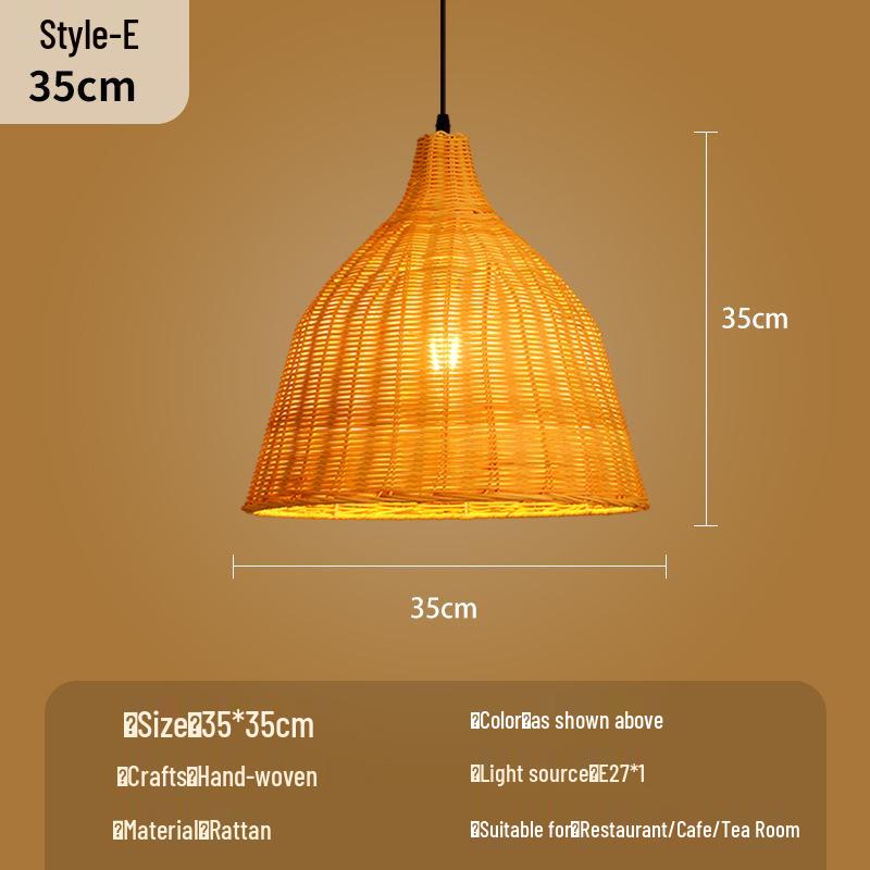 Bamboo Woven Lantern Light for Chinese Restaurant or Teahouse - Rattan Straw Hat Pendant Light