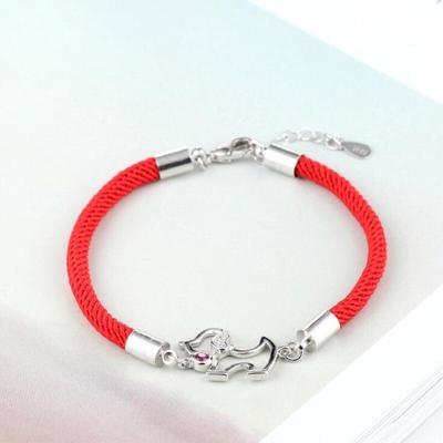 Double Sided Dog Korean Style Fashion New 925 Sterling Silver Jewelry Puppy Red Rope Dog Personality Bracelets Sb4