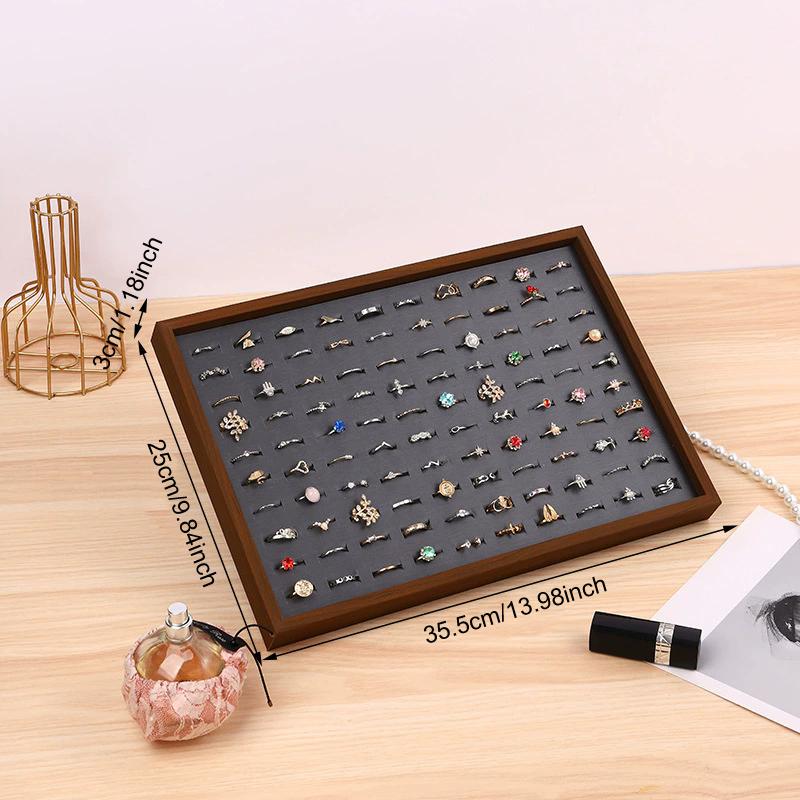 1pc Vintage Black Walnut Pattern Wooden Jewelry Tray Necklace Bracelet Earrings Ring Display Storage Trays Counter Showcase Prop