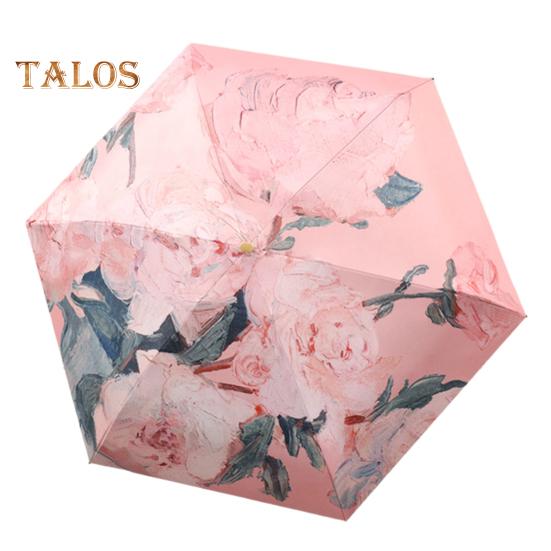 

Складной зонт с стержнями из черного металла и спицами из стекловолокна, цветочный узор, легкий ветроустойчивый зонт A