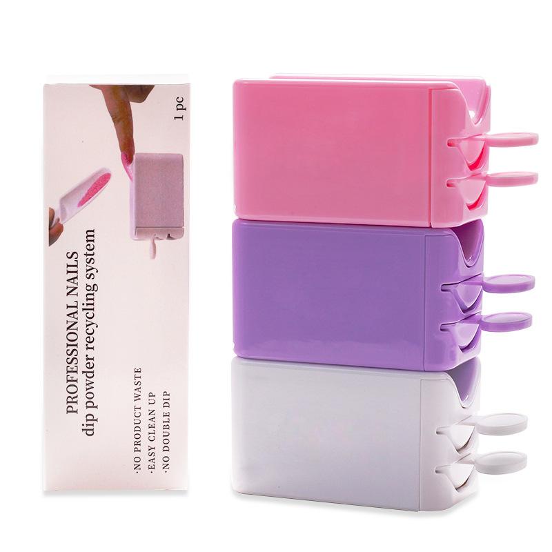 Nail Glitter Powder Recycling Box Dip System Dust Collector Shiny Sequin Rhinestone Container Holder Manicure Storage Case