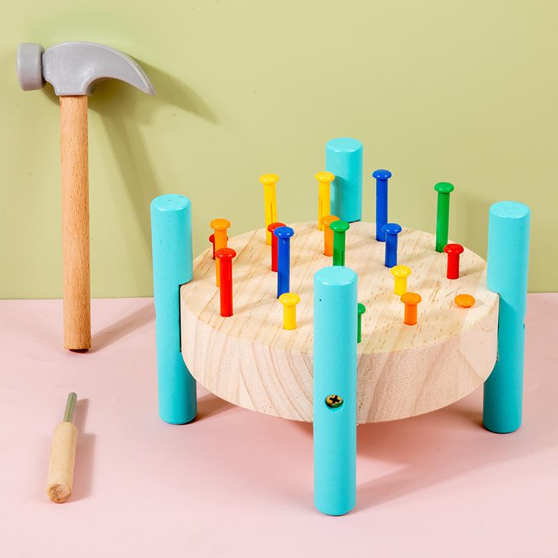 

Деревянный Монтессори Детский Столик с Гвоздями для Раннего Развития, Тренировка Концентрации, Столик для Стуков для Детского Сада, Координация Рук и Глаз, Развивающие Игрушки
