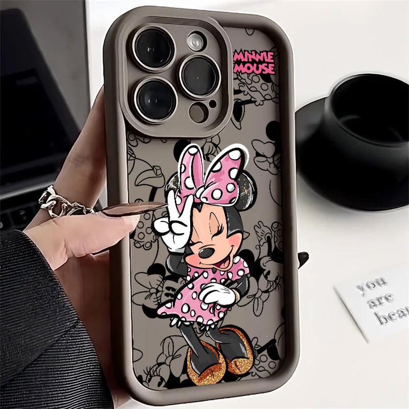 Pink Minnie Mouse Phone Case For iPhone 17E 11 12 13 14 15 16 17 Pro Max Fundas 17 Air Plus 16e Mini Silicone Back Cover