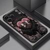 Black Lace with Pink Heart phone case mobile phones for iphone 17 pro max cover Glass for iPhone 17 16 15 14 13 12 11pm Pro Plus