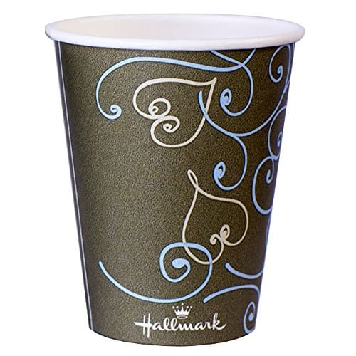 Sunnap Paper Cups, Polyethylene Laminated, Perfect for Hot or Iced Drinks, Heart Pattern, 3 Colors (White, Blue, Black), Hallmark, Stylish Design, Thi