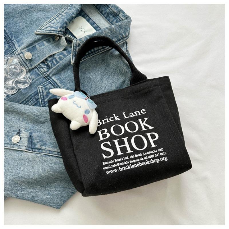 Basit Mini Tote Kova Çanta Büyük Kapasiteli Dış Saplı Kanvas Çanta