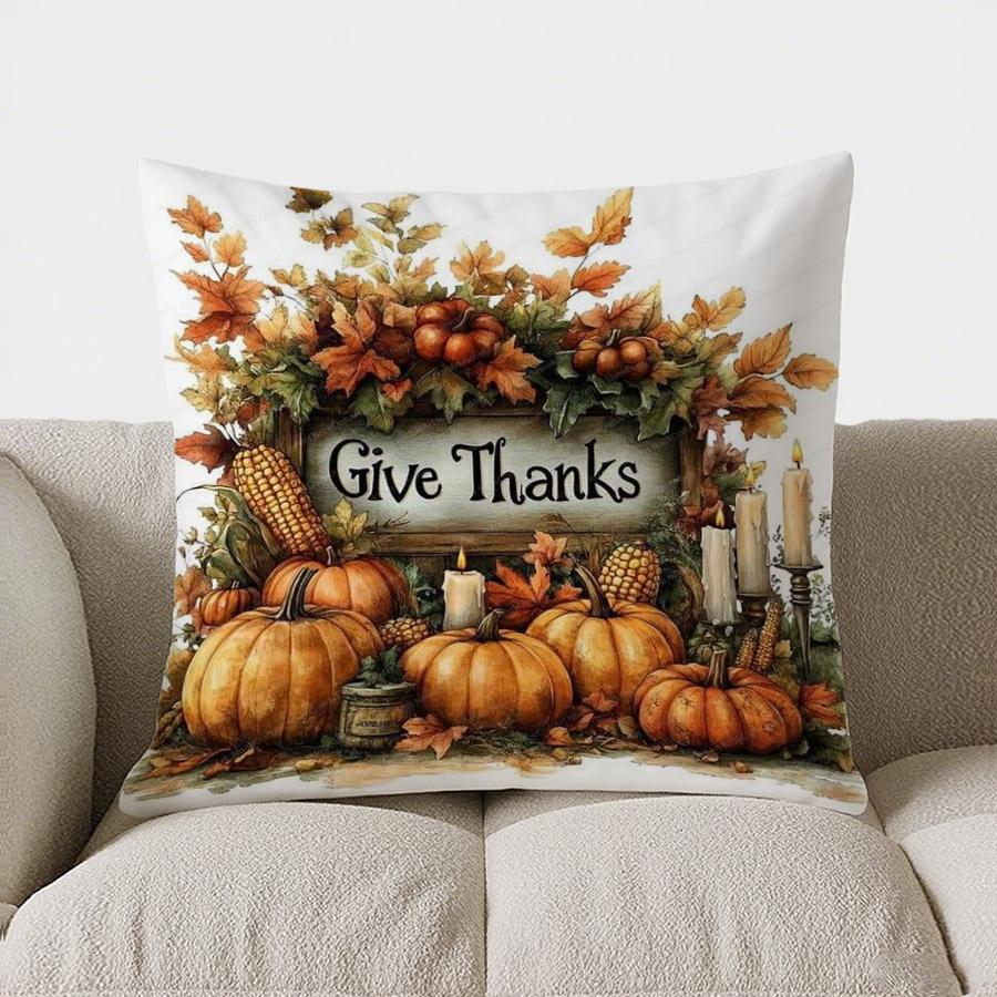 Home Decor Hello Fall: Lantern & Autumn Floral Pillow Pattern Cushion Cover Suitable For Sofa Bedroom Car Pillow Cover