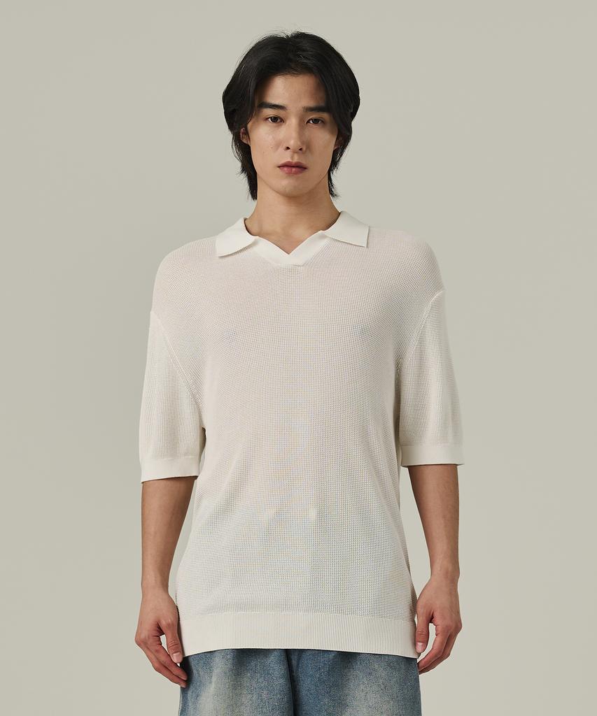 ANALOG MOOD Neff Open Collar Short Sleeve Knit (Ivory)
