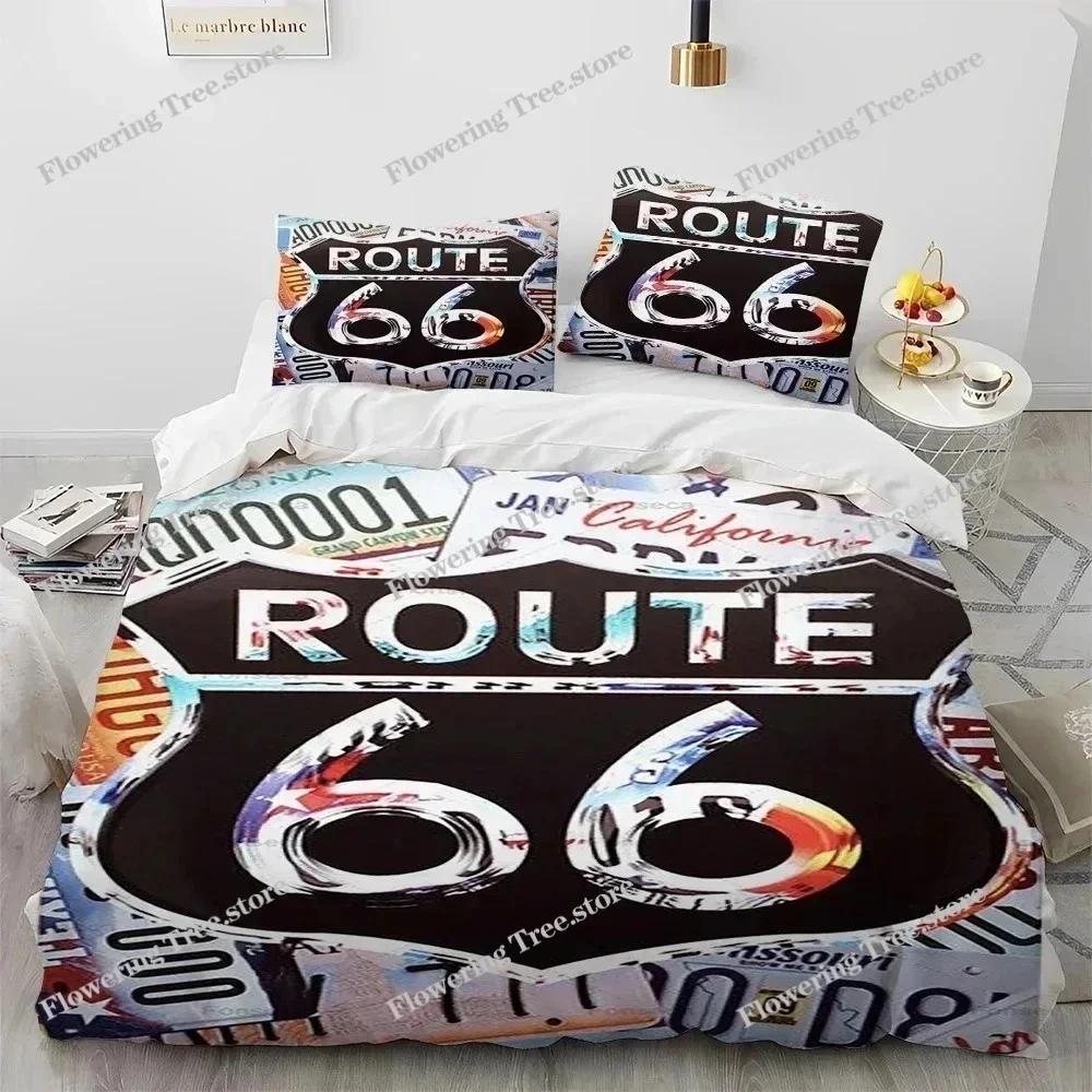 3D Print Historic Route 66,Mother Road,Comforter Bedding Set,Duvet Cover Bed Set Quilt Pillowcase,king Queen Size Bedding Set029