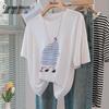 Silkbay Damen Kurzarm-T-Shirt mit Cartoon-Print