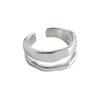 Bague de doigt ouverte vintage pour femme à double couche géométrique de style coréen plaquée argent S925