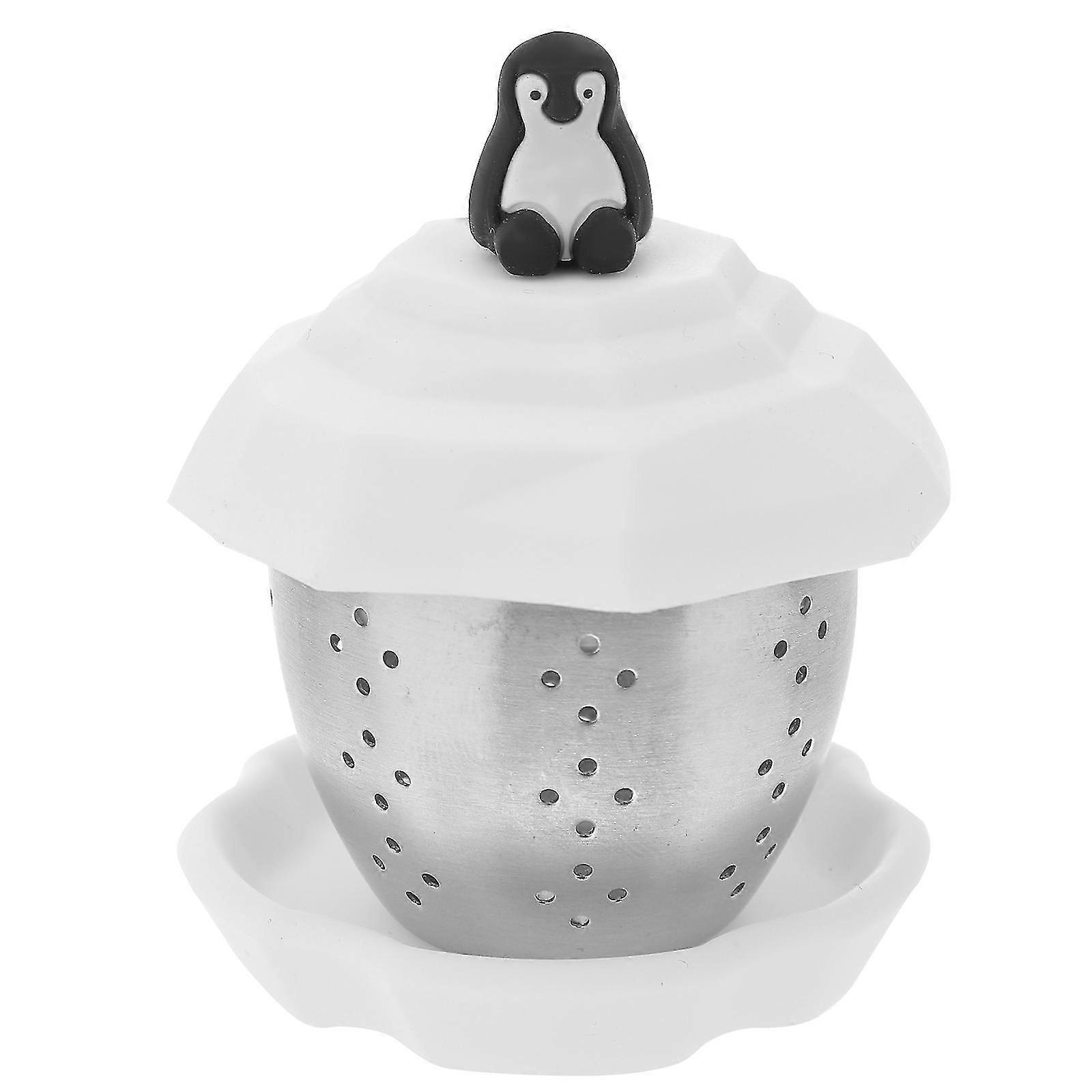 Edelstahl Tee-Infuser Filter Pinguin Teefilter Tee-Sieb Teeleckage Tee-Kunstwerkzeug Für Zuhause (Weiß)