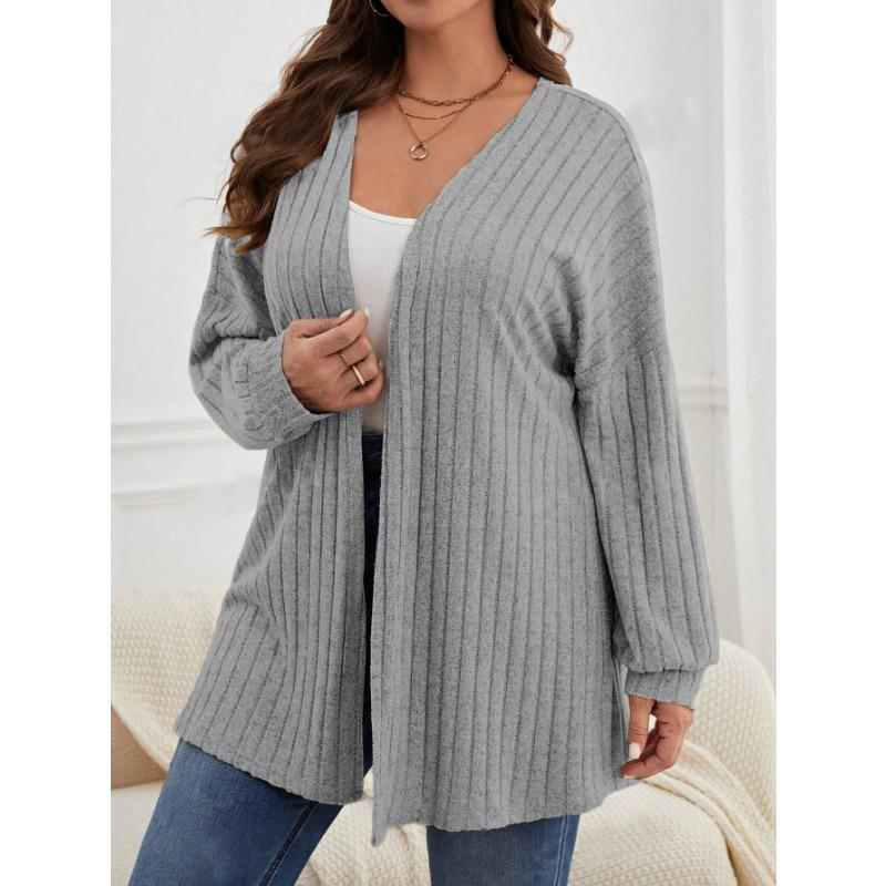 Women S Long Sleeve Solid Color Loose Knit Cardigan Coat