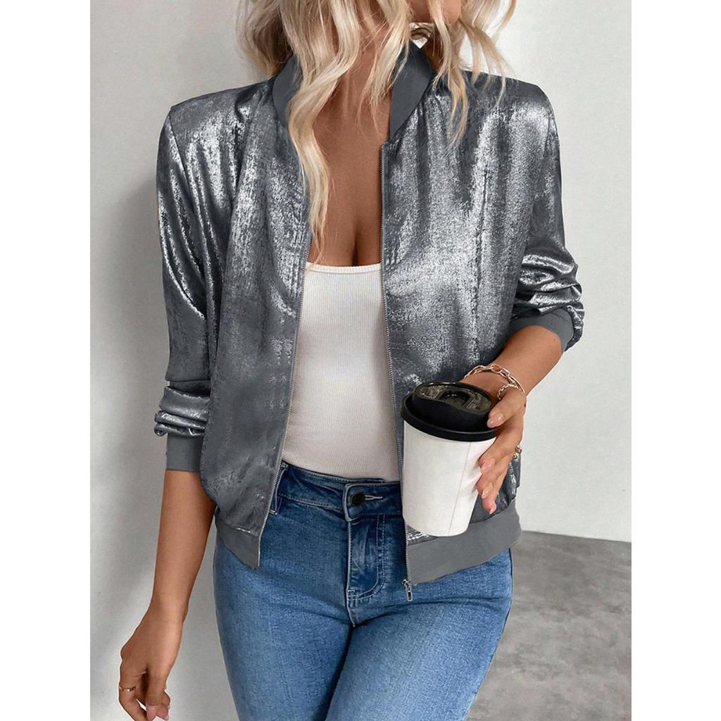 Frühlings- und Herbst-Vintage-Jacke, Baseball-Übergröße-Oberteil, Retro-Kurzjacke für Damen