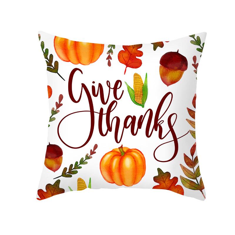 New Pumpkin Thanksgiving Pillow Cover Ins Nordic Peach Skin Printed Cushion Cushion Cover Home Products