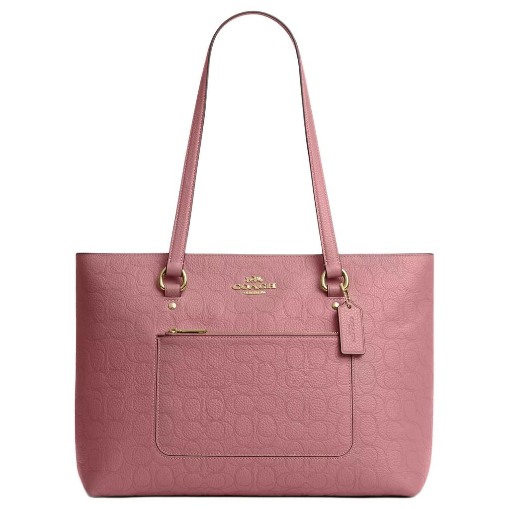 Coach Station 35 Zipper Closure Signature Canvas Tote Bag Shopping Bag Exquisite Pebble Grain Leather Shoulder Bag Large Women Tote Pink CDL99-IMPEO