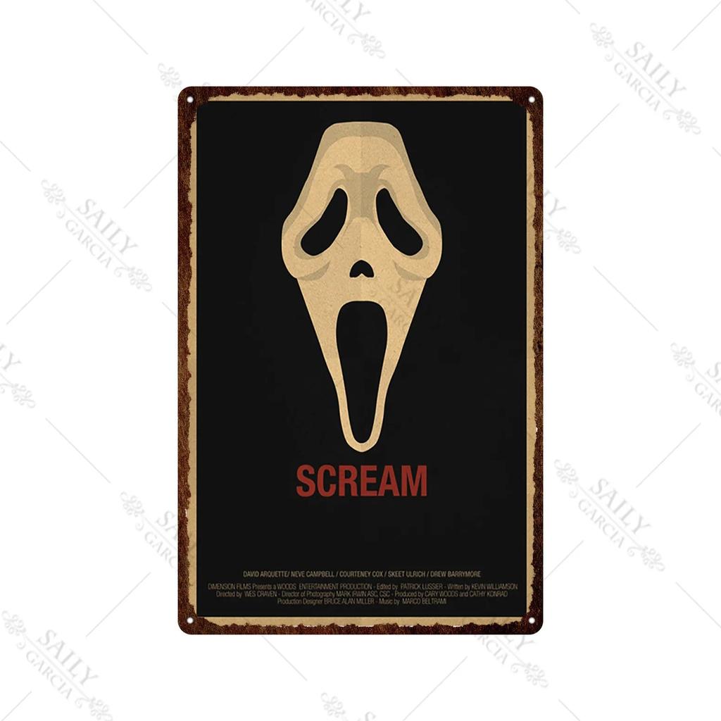 Scream Dead Horror Film Metal Tin Sign Posters Movies American Wall Art Metal Plates Man Cave Pub Bar Sign Metal Decor Plaques