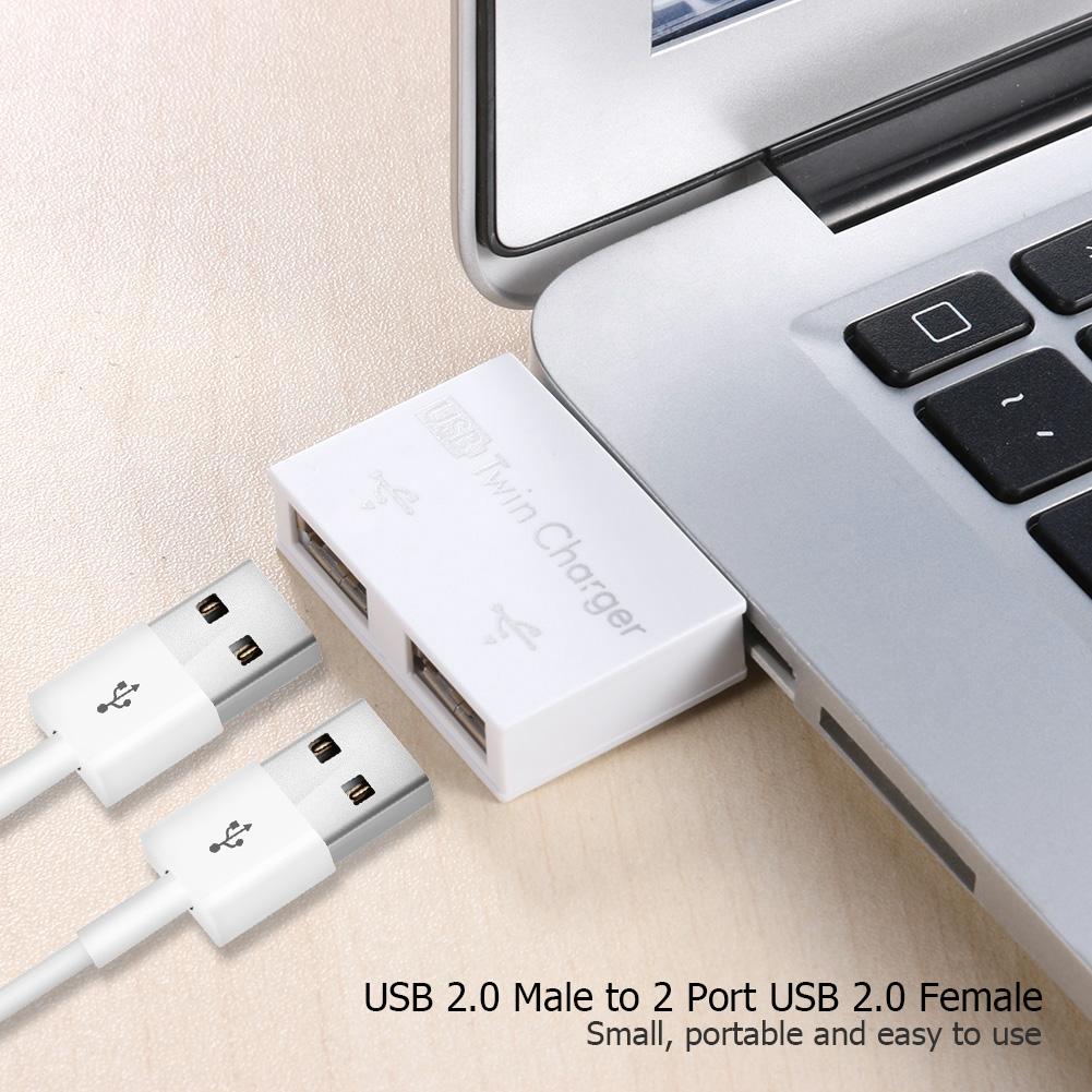 Newest USB 2.0 Male to Twin Female Charger Dual 2 Port USB DC 5V Charging Splitter Hub Adapter Converter Connector