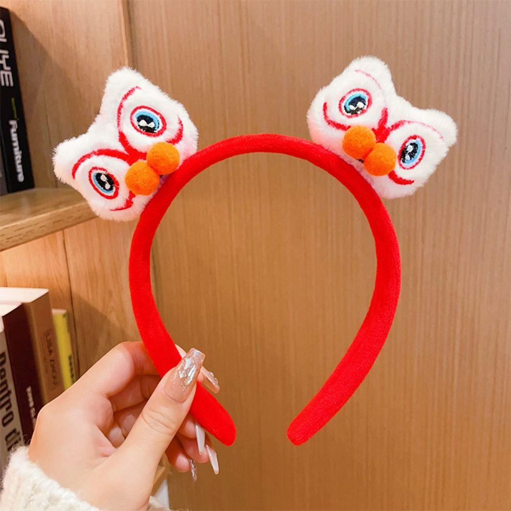 Red Hairband 2024 Happy New Year Headband Lion Dance New Year Headdress  New Year Gift
