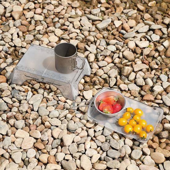 1Pc/1 Set Outdoor Folding Tray Base Heavy Duty Snap Button Food-Grade PP Camping Picnic Backpacking Collapsible Tray Table with Reflective Strap