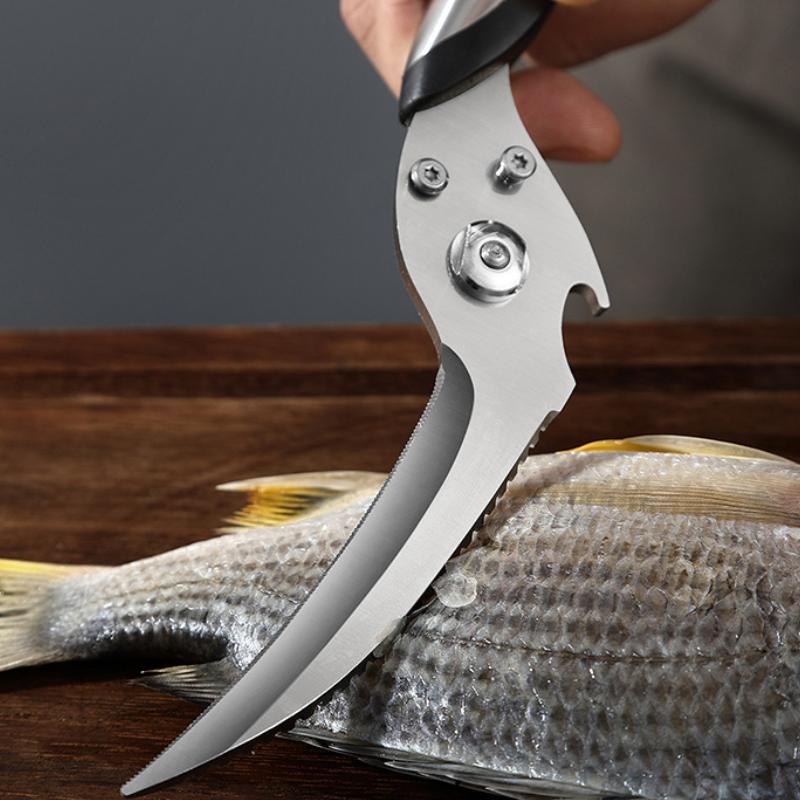 Stainless Steel Food Scissors Multi-function Kitchen Scissors Chicken Bone Meat Scissors Kitchen Cutting Knife Cooking Knife Bar