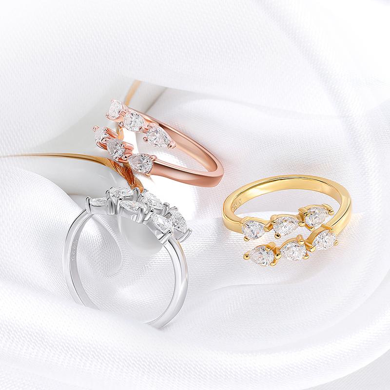 Test Passed 3*4MM Rings for Women Lab Diamond Wedding Band 925 Sterling Silver Female Crown Single Tail Ring