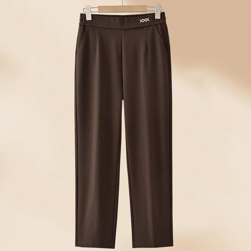 Mom's High Waist Casual Straight Leg Pants for Spring & Autumn - Plus Thick Loose Velvet for Middle-Aged & Elderly Women
